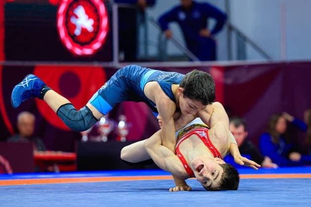 U15 Wrestling European Championships 38kg FS Mohammad Biysultanov BEL df Norayr Gevorgyan ARM Copyright: xKostadinxAndonov xUnitedxWorldxWrestlingx Kostadin Andonov United World Wrestling