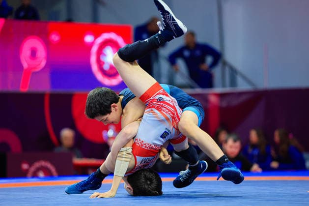 U15 Wrestling European Championships 38kg FS Mohammad Biysultanov BEL df Norayr Gevorgyan ARM Copyright: xKostadinxAndonov xUnitedxWorldxWrestlingx Kostadin Andonov United World Wrestling