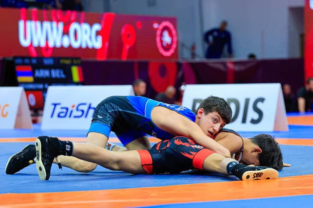 U15 Wrestling European Championships 38kg FS Yusuf Abdullayev AZE df Rezi Iobidze GEO Copyright: xKostadinxAndonov xUnitedxWorldxWrestlingx Kostadin Andonov United World Wrestling