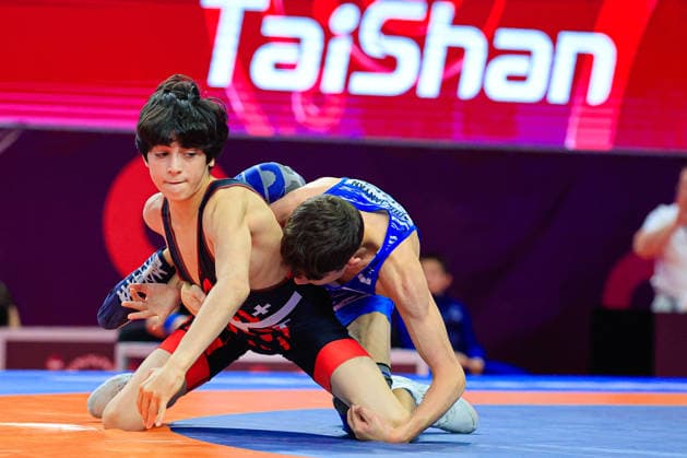 U15 Wrestling European Championships 41kg FS Tigran Aghajanyan ARM df Giorgi Kavelidze GEO Copyright: xKostadinxAndonov xUnitedxWorldxWrestlingx Kostadin Andonov United World Wrestling