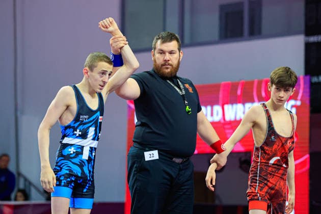 U15 Wrestling European Championships 44kg FS Luka Dotiashvili GEO df Bugra Eldemir TUR Copyright: xKostadinxAndonov xUnitedxWorldxWrestlingx Kostadin Andonov United World Wrestling