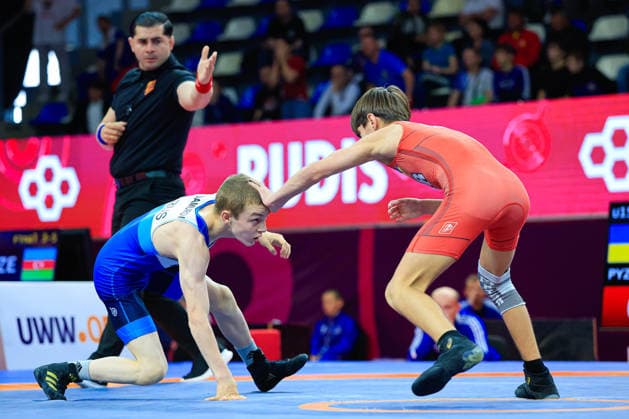 U15 Wrestling European Championships 44kg FS Shamil Damurov RUS df Arsen Pyzhuk UKR Copyright: xKostadinxAndonov xUnitedxWorldxWrestlingx Kostadin Andonov United World Wrestling