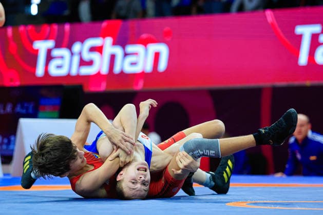 U15 Wrestling European Championships 44kg FS Shamil Damurov RUS df Arsen Pyzhuk UKR Copyright: xKostadinxAndonov xUnitedxWorldxWrestlingx Kostadin Andonov United World Wrestling