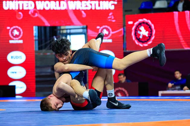 U15 Wrestling European Championships 48kg FS Luka Ananiev MKD df Olcan Duman FRA Copyright: xKostadinxAndonov xUnitedxWorldxWrestlingx Kostadin Andonov United World Wrestling