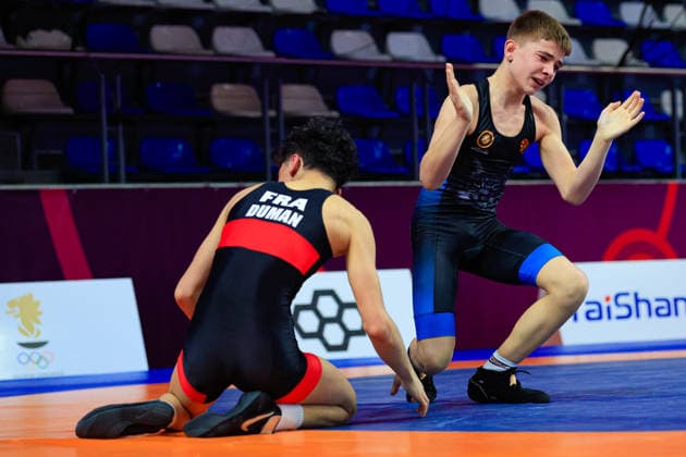 U15 Wrestling European Championships 48kg FS Luka Ananiev MKD df Olcan Duman FRA Copyright: xKostadinxAndonov xUnitedxWorldxWrestlingx Kostadin Andonov United World Wrestling