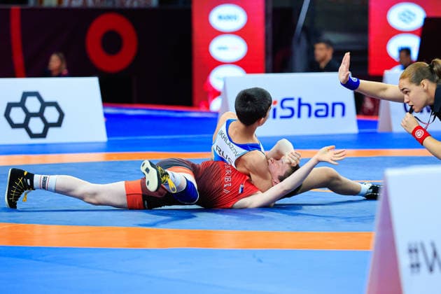 U15 Wrestling European Championships 48kg FS Umar Ikhlazov RUS df Muslim Dadajev SRB Copyright: xKostadinxAndonov xUnitedxWorldxWrestlingx Kostadin Andonov United World Wrestling