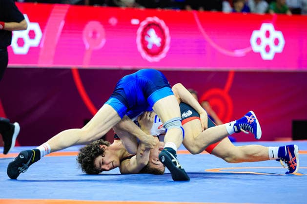 U15 Wrestling European Championships 57kg FS Adam Miziev RUS df Giorgi Grigalashvili GEO Copyright: xKostadinxAndonov xUnitedxWorldxWrestlingx Kostadin Andonov United World Wrestling