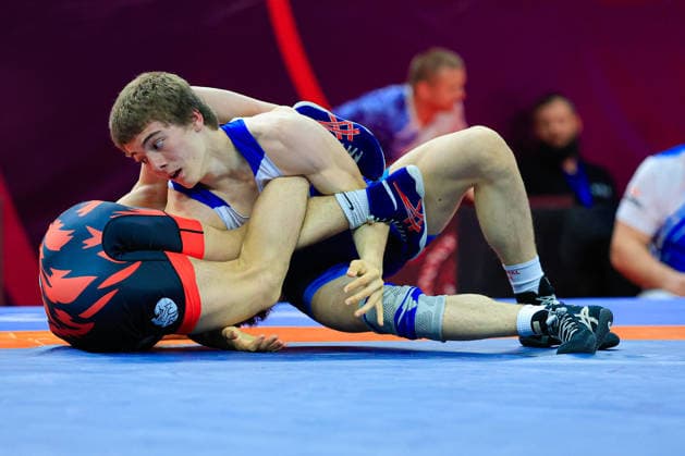 U15 Wrestling European Championships 57kg FS Adam Miziev RUS df Giorgi Grigalashvili GEO Copyright: xKostadinxAndonov xUnitedxWorldxWrestlingx Kostadin Andonov United World Wrestling
