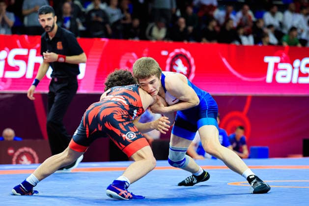 U15 Wrestling European Championships 57kg FS Adam Miziev RUS df Giorgi Grigalashvili GEO Copyright: xKostadinxAndonov xUnitedxWorldxWrestlingx Kostadin Andonov United World Wrestling