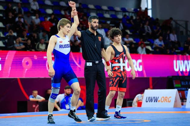 U15 Wrestling European Championships 57kg FS Adam Miziev RUS df Giorgi Grigalashvili GEO Copyright: xKostadinxAndonov xUnitedxWorldxWrestlingx Kostadin Andonov United World Wrestling