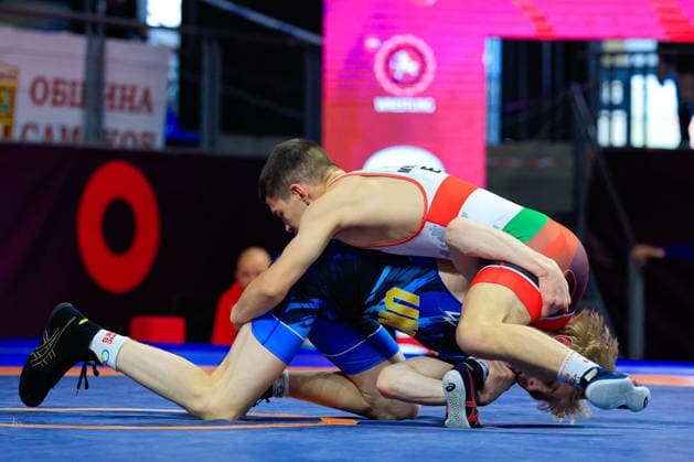 U15 Wrestling European Championships 57kg FS Yurii Symak UKR df Emre Erkanov Myumyunov BUL Copyright: xKostadinxAndonov xUnitedxWorldxWrestlingx Kostadin Andonov United World Wrestling
