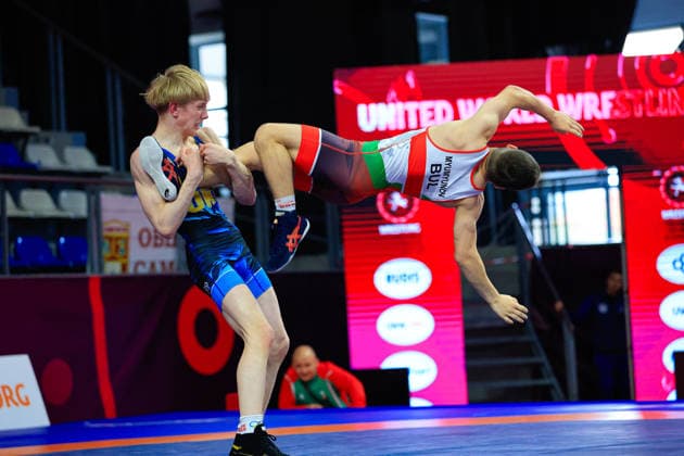 U15 Wrestling European Championships 57kg FS Yurii Symak UKR df Emre Erkanov Myumyunov BUL Copyright: xKostadinxAndonov xUnitedxWorldxWrestlingx Kostadin Andonov United World Wrestling
