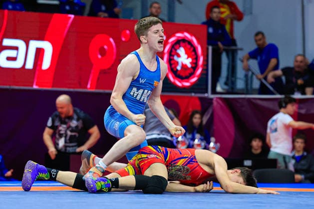 U15 Wrestling European Championships 62kg FS Abdul Aziz Azizi MKD df Tibor Nagy ROU Copyright: xKostadinxAndonov xUnitedxWorldxWrestlingx Kostadin Andonov United World Wrestling