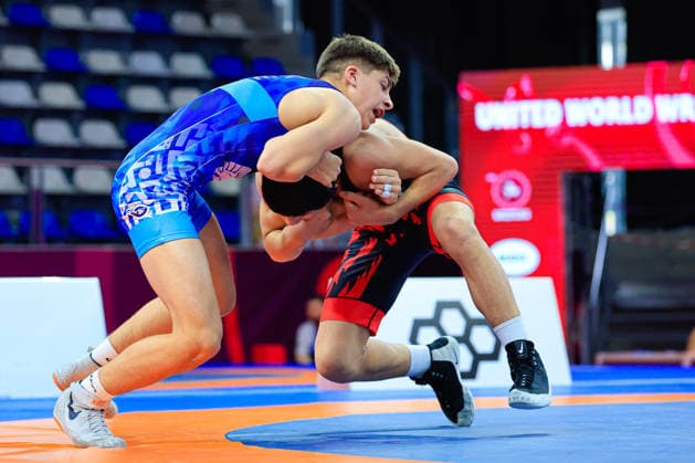 U15 Wrestling European Championships 62kg FS Charalampos Topalov GRE df Ioane Gavashelishvili GEO Copyright: xKostadinxAndonov xUnitedxWorldxWrestlingx Kostadin Andonov United World Wrestling