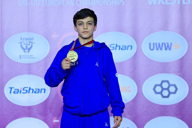 U15 Wrestling European Championships Podium 38kg FS Gold Yusuf Abdullayev AZE Copyright: xKostadinxAndonov xUnitedxWorldxWrestlingx Kostadin Andonov United World Wrestling