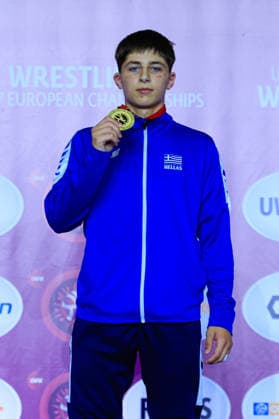 U15 Wrestling European Championships Podium 62kg FS Gold Charalampos Topalov GRE Copyright: xKostadinxAndonov xUnitedxWorldxWrestlingx Kostadin Andonov United World Wrestling