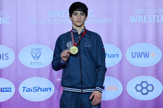 U15 Wrestling European Championships Podium 52kg FS Gold Badruddin Magomedov RUS Copyright: xKostadinxAndonov xUnitedxWorldxWrestlingx Kostadin Andonov United World Wrestling