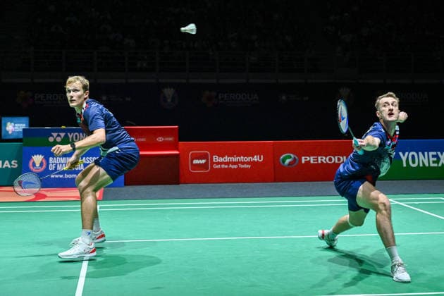(260524) -- KUALA LUMPUR, May 24, 2026 -- Daniel Lundgaard (R) Mads Vestergaard of Denmark compete during the men s doubles final between Daniel Lundgaard Mads Vestergaard of Denmark and Goh Sze Fei Nur Izzuddin Rumsani of Malaysia at 2026 Malaysia Masters badminton tournament in Kuala Lumpur, Malaysia, May 24, 2026. (Photo by Xinhua) (SP)MALAYSIA-KUALA LUMPUR-BADMINTON-MALAYSIA MASTERS-MEN S DOUBLES ChongxVoonxChung 