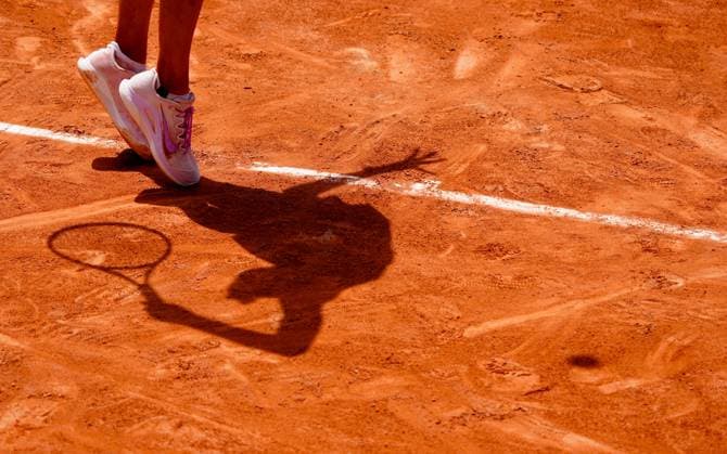 The Nike tennis shoes of Lilli Tagger as she serves French Open Tennis, Day One, Tennis, Roland Garros, Paris, France - 24 May 2026Paris Roland Garros France EDITORIAL USE ONLY No use with unauthorised audio, video, data, fixture lists, club league logos or live services. Online in-match use limited to 120 images, no video emulation. No use in betting, games or single club league player publications.  Copyright: xJavierxGarcia Shutterstockx 16889883ag
