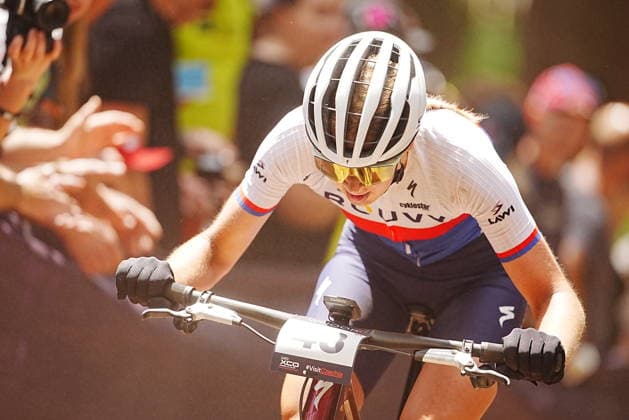 World Cup cross country mountain elite women s race, Vysocina Arena, Nove Mesto na Morave, May 24, 2026. Adela Holubova from Czech republic. (CTKxPhoto JaroslavxSvoboda) CTKPhotoP2026052403315  CTKPhotoP2026052403315