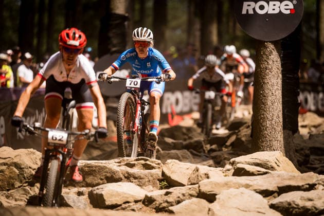World Cup cross country mountain elite women s race, Vysocina Arena, Nove Mesto na Morave, May 24, 2026. Tereza Tvaruzkova from Czech republic. (CTKxPhoto JaroslavxSvoboda) CTKPhotoP2026052403663  CTKPhotoP2026052403663
