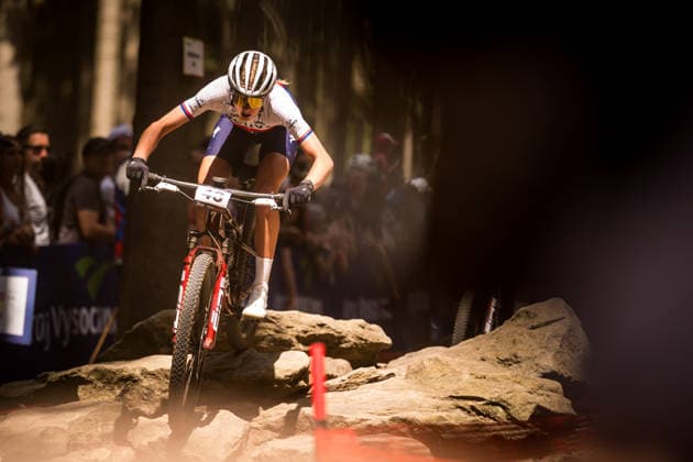 World Cup cross country mountain elite women s race, Vysocina Arena, Nove Mesto na Morave, May 24, 2026. Adela Holubova from Czech republic. (CTKxPhoto JaroslavxSvoboda) CTKPhotoP2026052403646  CTKPhotoP2026052403646