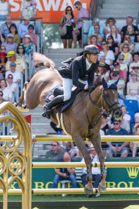 105 Simon Delestre on Golden Boy DK (FRA) during the TSCHIO 2026 (CHIO 2026) - Rolex Grand Prix, part of the Rolex Grand Slam of Show Jumping, The Grand Prix of Aachen CSI5* at the Allianz Park in Aachen, Germany  Copyright: xMartinxPitschx xSPPx Sportspressphoto_153684