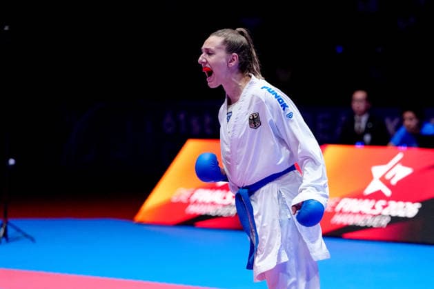 Germany EKF Karate European Championship Seniors 2026 Eissporthalle, Frankfurt The Female Kumite Team Germany Bitsch, Hubrich, Kneer, Riedel, Schroeter fighting for the gold medal against Team France Arzumian, Ozserttas, Payrot, Pea, Sombe Frankfurt am Main Eissporthalle Frankfurt Hessen Germany Copyright: xKjetilxWaberx