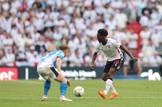 Amario Cozier-Duberry of Bolton Wanderers Bolton Wanderers v Stockport County, EFL Sky Bet League One, Play-Off Final, Football, Wembley Stadium, London, UK - 24 May 2026London Wembley Stadium United Kingdom EDITORIAL USE ONLY No use with unauthorised audio, video, data, fixture lists, club league logos or live services. Online in-match use limited to 120 images, no video emulation. No use in betting, games or single club league player publications.  Copyright: xAndrewxFosker Shutterstockx 16889807as