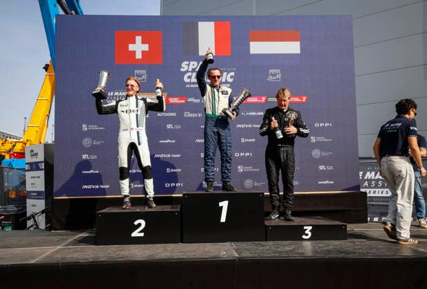 LE MANS CLASSIC SERIES 2026 - SPA-CLASSIC VERQUIN Luc-Pierre (fra), Lister Knobbly Chevrolet 1958, The Gentlemen Challenge, portrait, podium with KRIKNOFF Serge (che), Lotus 15 1959, The Gentlemen Challenge and JONES Catesby (usa), Porsche 904 6 Carrera GTS 1964, The Gentlemen Challenge during the 2026 Spa-Classic, 2nd round of the Le Mans Classic Series 2026, from May 22 to 24 in Circuit de Spa-Francorchamps, in Stavelot, Belgium - StavelotBelgium  Copyright: xGREGORYxLENORMANDx