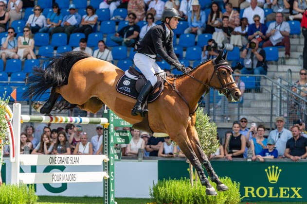 225 Darragh Kenny on Eddy Blue (IRL) during the TSCHIO 2026 (CHIO 2026) - Rolex Grand Prix, part of the Rolex Grand Slam of Show Jumping, The Grand Prix of Aachen CSI5* at the Allianz Park in Aachen, Germany  Copyright: xMartinxPitschx xSPPx Sportspressphoto_153769