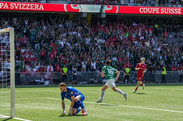 Football, Swiss Cup, Final FC St Gallen 1879 vs FC Stade Lausanne Ouchy, Sunday, 24 05 2026 Stadion Wankdorf, Bern Goal for 2 0 by Lukas Görtler 16, FC St Gallen Copyright: xValentinxDomgjonix