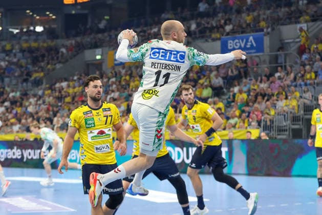 24 05 2026, xgox, Handball Daikin HBL Rhein Neckar Löwen SC Magdeburg emspor, v l Daniel Pettersson Magdeburg, 11 throws goal, Torschuetze, erzielt Tor, Treffer, scores the goal Mannheim
