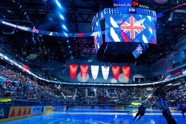 ZURICH, SWITZERLAND - MAY 24: Impressions of Swiss Life Arena during the Preliminary Round - Group A Match 43 between Great Britain and Latvia at the IIHF Ice hockey, Eishockey World Championship, WM, Weltmeisterschaft 2026, Swiss Life Arena on May 24, 2026 in Zurich, Switzerland. Zurich Switzerland Copyright: xTimoxSteinx