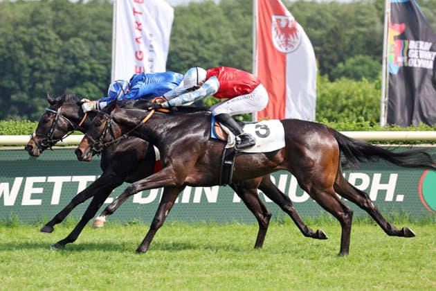24 05 2026, Hoppegarten, Brandenburg, GER Gua Lipa left with Andrea Ricupa wins the Diana Trial Galopprennbahn Hoppegarten 260524D703HOPPEGARTEN JPG