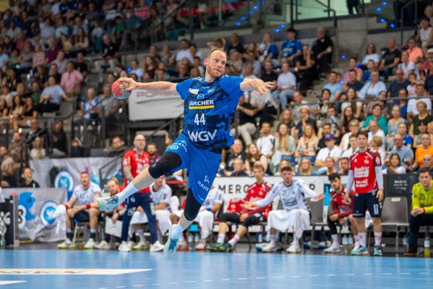 Handball I Men I Season 2025 2026 I Bundesliga I 32 Matchday I TVB Stuttgart SG Flensburg Handewitt I 24 05 2026 Lenny Rubin 44, TVB Stuttgart im Wurf Stuttgart Porsche Arena Baden Württemberg Germany Copyright: xLobeca MaxxPetershansx
