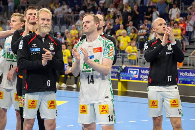 24 05 2026, xgox, Handball Daikin HBL Rhein Neckar Löwen SC Magdeburg emspor, v l Matthias Musche Magdeburg, 6 , Omar Ingi Magnusson Magdeburg, 14 duel, duel, fight, tackle Mannheim