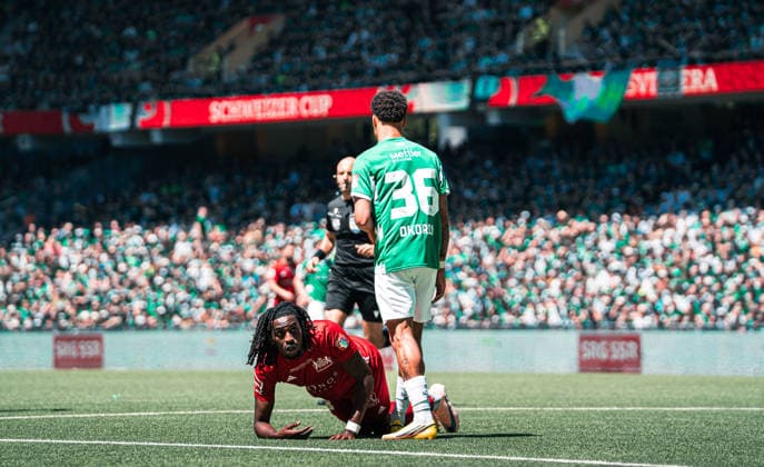 BERN, SWITZERLAND - MAI 24 : Issa Kaloga of Stade Lausanne-Ouchy and Chima Okoroji of FC St.Gallen in action during the final Switzerland Cup match between FC Stade Lausanne-Ouchy v FC St-Gallen at Stadion Wankdorf Bern on Mai 24th, 2026 in Bern, Switzerland (Photo by Lara Tissières Press Photo)  Copyright: xLaraxTissièresx xSPPx Sportspressphoto_153937