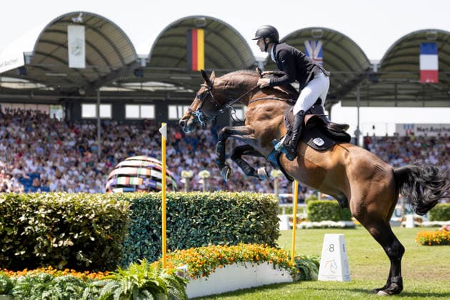 Richard VOGEL GER on United Touch S, in the jump-off to the water ditch, action, in the 1st round, jumping S6 ROLEX Grand Prix, Part of the ROLEX Grand Slam of Show Jumping, Der grosse Preis von Aachen, jumping competition with two rounds and jump-off, CSI5, on 24 05 2026, World Equestrian Festival, TSCHIO Aachen 2026 from 22 24 05 2026 in Aachen Germany Â