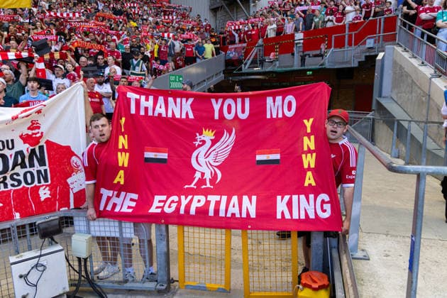 Football - FA Premier League - Liverpool FC v Brentford FC LIVERPOOL, ENGLAND - Sunday, May 24, 2026: Liverpool s supporters banner Thank you Mo - The Egyptian King before the FA Premier League match between Liverpool FC and Brentford FC at Anfield. (Photo by David Rawcliffe Propaganda) LIVERPOOL Anfield MERSEYSIDE ENGLAND  Copyright: xDavidxRawcliffex P2026-05-24-Liverpool_Brentford-14