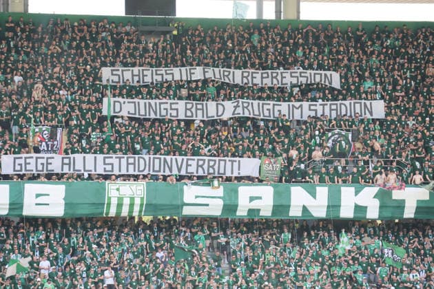 24 05 2026 Bern Switzerland Soccer Men Sason 2025 2026 Cupfinal FC St Gallen FC Stade Lausanne Ouchy St Gallen is cup winner Picture, ST GALLER Fans are against stadium bans