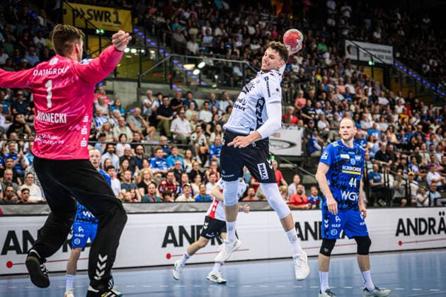 Marko Grgic SG Flensburg Handewitt, 17 vs Mateusz Kornecki TVB Stuttgart, 01 GER, TVB Stuttgart SG Flensburg Handewitt, DAIKIN HBL, Handball, Bundesliga, 32 Matchday, Season 2025 2026, 24 05 2026 GER, TVB Stuttgart SG Flensburg Handewitt, DAIKIN HBL, Handball, Bundesliga, 32 Matchday, Season 2025 2026, 24 05 2026 Stuttgart Copyright: xSandyxDinkelackerx EP_SDR