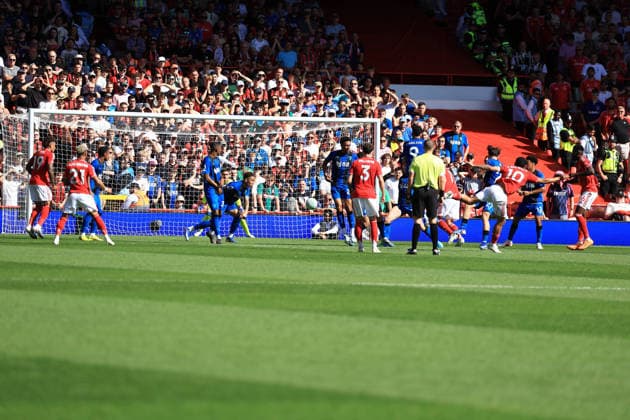 24th May 2026; The City Ground, Nottingham, England; Premier League Football, Nottingham Forest versus Bournemouth; Morgan Gibbs-White of Nottingham Forest takes free kick JeremyxGowersxCromie