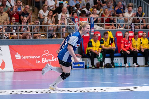 HSG Blomberg Lippe GER vs Borussia Dortmund GER Handball, 1 Handball Bundesliga Women, Final, Game 2, 24 5 2026, Season 2025 2026, Blomberg Alexia Hauf HSG Blomberg Lippe, 31 cheers after a goal Blomberg Sporthalle an der Ulmenallee Germany