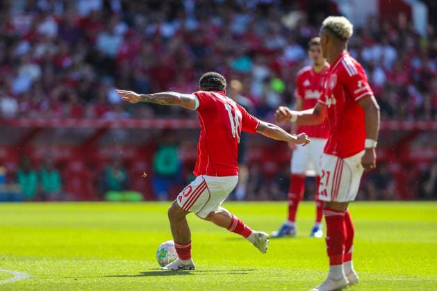 Nottingham Forest v AFC Bournemouth, Premier League Morgan Gibbs-White Of Nottingham Forest scores a GOAL 1-0 during the Nottingham Forest v AFC Bournemouth Premier League match at the City Ground, West Bridgford, England on 23 May 2026 Credit: Lee Keuneke Every Second Media Editorial use only. All images are copyright Every Second Media Limited. No images may be reproduced without prior permission. All rights reserved. Premier League and Football League images are subject to licensing agreements with Football DataCo Limited. see https: www.football-dataco.com Copyright: xIMAGO EveryxSecondxMediax ESM-2007-0045 LeexKeunekex xEveryxSecondxMediax