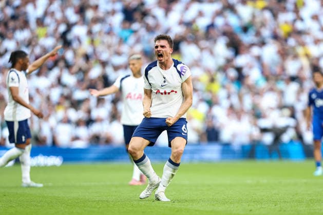 Tottenham Hotspur v Everton, Premier League Joao Palhinha of Tottenham Hotspur scores and celebrates, 1-0, during the Tottenham Hotspur v Everton Premier League match at the Tottenham Hotspur Stadium, London, England on 24 May 2026 Credit: Ian Stephen Every Second Media Editorial use only. All images are copyright Every Second Media Limited. No images may be reproduced without prior permission. All rights reserved. Premier League and Football League images are subject to licensing agreements with Football DataCo Limited. see https: www.football-dataco.com Copyright: xIMAGO EveryxSecondxMediax ESM-2009-0027 IanxStephenx xEveryxSecondxMediax
