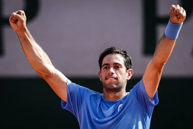 May 24, 2026, Paris, France, France: Nuno BORGES of Portugal celebrates his victory during the first day of the Roland-Garros 2026, French Open 2026, Grand Slam tennis tournament at Roland-Garros Stadium on May 24, 2026 in Paris, France. Roland Garros 2026 - Day 1  - ZUMAm308 20260524_zsp_m308_066 Copyright: xMatthieuxMirvillex
