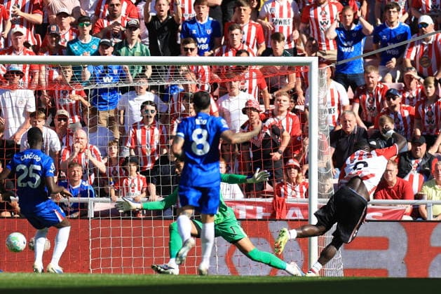 Sunderland v Chelsea Premier League Brian Brobbery of Sunderland scores his teams second goal during the Premier League match at the Stadium of Light, Sunderland 24 05 2026 UK Newspapers OUT Copyright: xFredxPalmerx FIL-23471-0093
