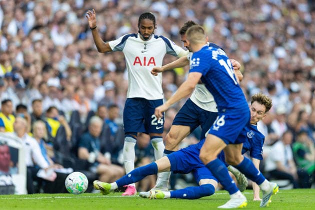 Tottenham Hotspur v Everton, Premier League Everton midfielder James Garner (37) slide tackles Tottenham Hotspur midfielder Joao Palhinha (6) during the Premier League match between Tottenham Hotspur and Everton at Tottenham Hotspur Stadium, London, UK on 24 May 2026. London Tottenham Hotspur Stadium London UK Editorial use only DataCo restrictions apply See www.football-dataco.com , Copyright: xToyinxOshodix PSI-24302-0037