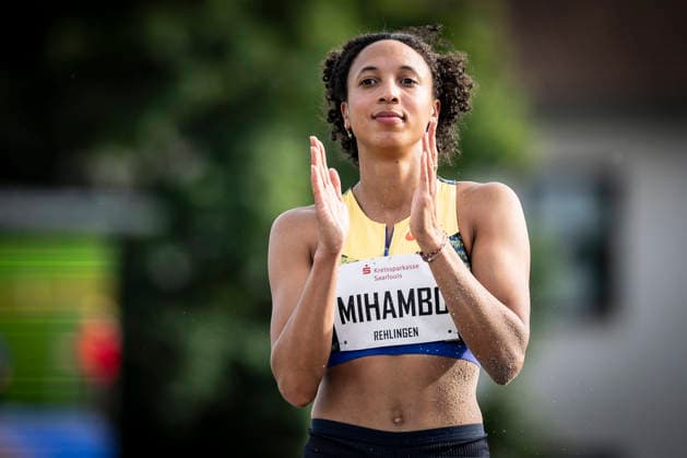 REHLINGEN , GERMANY - MAY 24: Malaika Mihambo (GER LG Kurpfalz) celebrates her 6,70m in the long jump during the 61. Internationales Pfingstsportfest on 24.05.2026 at the Bungertstadion in Rehlingen-Siersburg (Saarland Deutschland). Saarland Deutschland Copyright: xAxelxKohringx